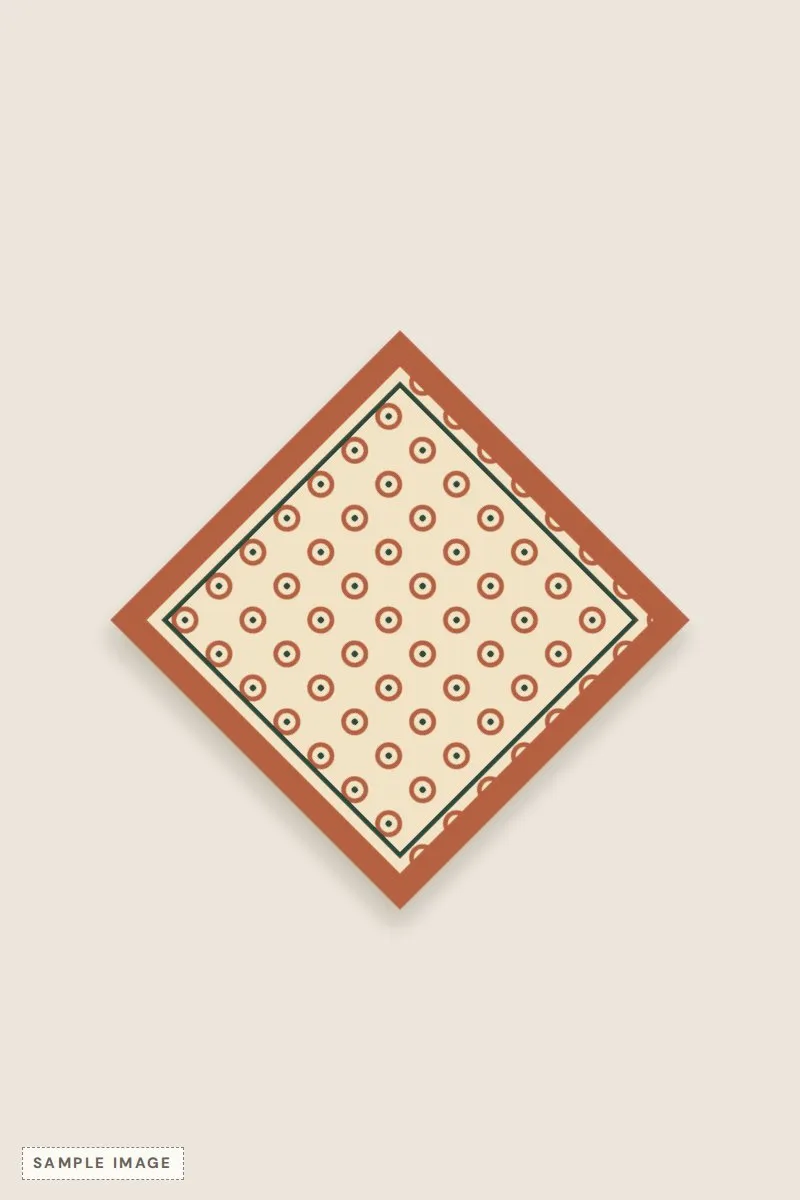 Rust and cream printed square scarf, folded
