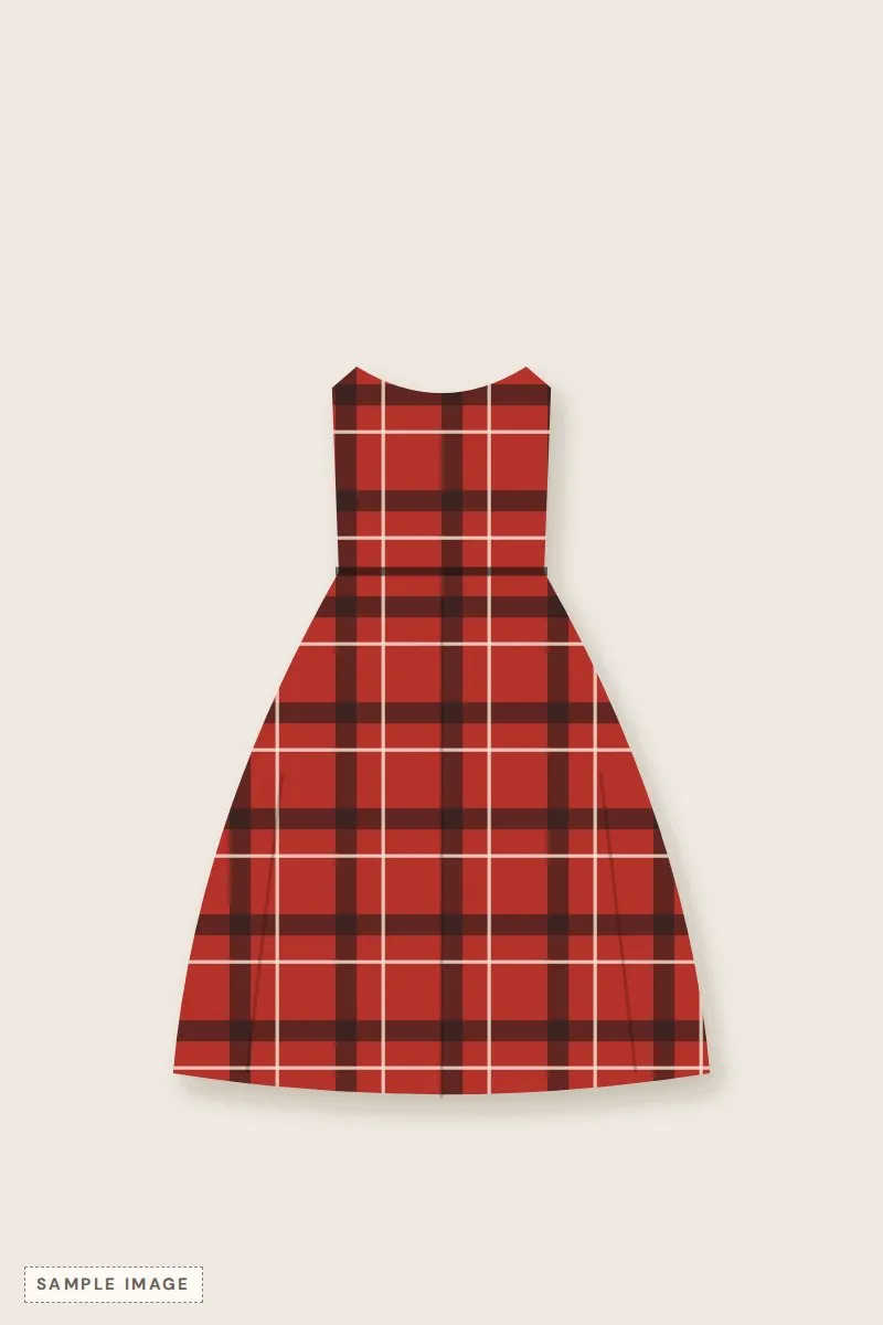 Red tartan swing dress with a fitted bodice