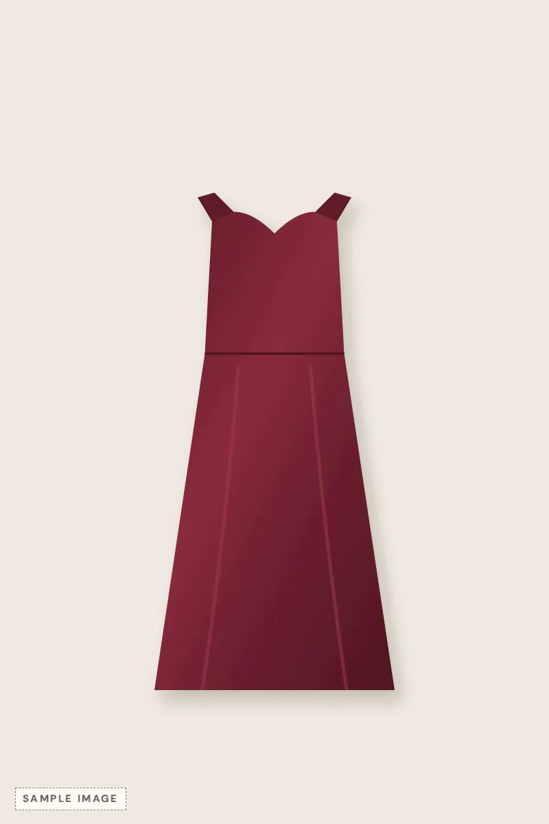 Burgundy velvet midi dress with a sweetheart neckline